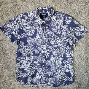 Chubbies Button Down Shirt Mens Medium Blue Tropical Floral Friday Top Excellent